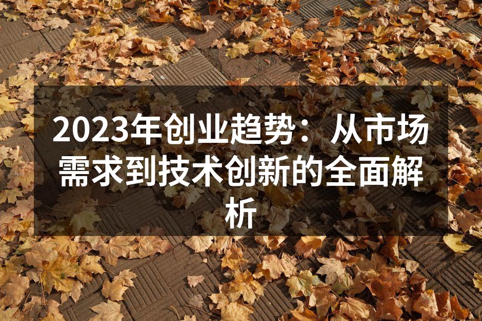 2023年创业市场的新机遇